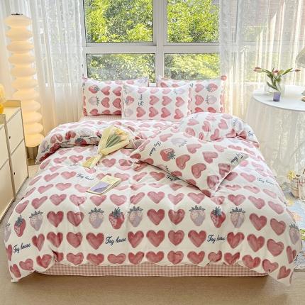 91家纺网 家纺一手货源 找家纺 （总）桃子家居 2022新款ins小清新加厚牛奶绒系列四件套