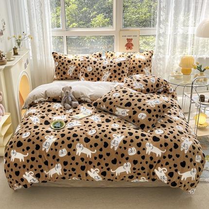 91家纺网 家纺一手货源 找家纺 （总）桃子家居 2022新款ins小清新加厚牛奶绒系列四件套