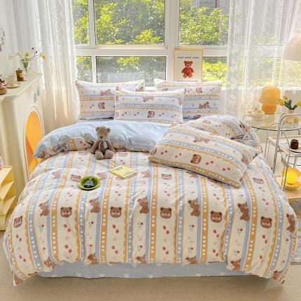 91家纺网 家纺一手货源 找家纺 （总）桃子家居 2022新款ins小清新加厚牛奶绒系列四件套