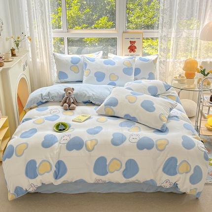 91家纺网 家纺一手货源 找家纺 （总）桃子家居 2022新款ins小清新加厚牛奶绒系列四件套