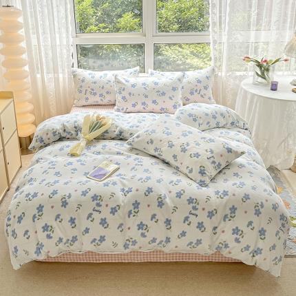 91家纺网 家纺一手货源 找家纺 （总）桃子家居 2022新款ins小清新加厚牛奶绒系列四件套