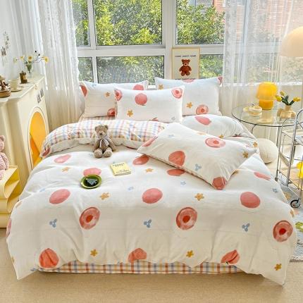 91家纺网 家纺一手货源 找家纺 （总）桃子家居 2022新款ins小清新加厚牛奶绒系列四件套