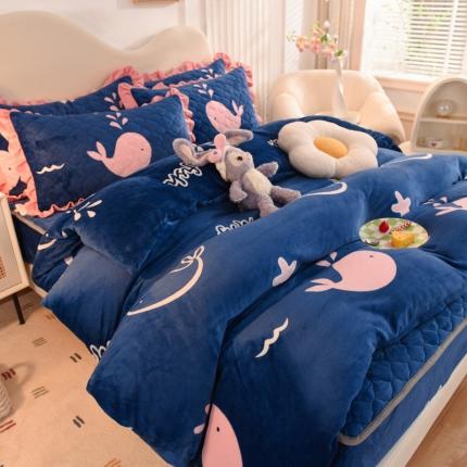 91家纺网 家纺一手货源 找家纺 总2025美达新款牛奶绒印花床笠款四件套（床笠高度30cm）