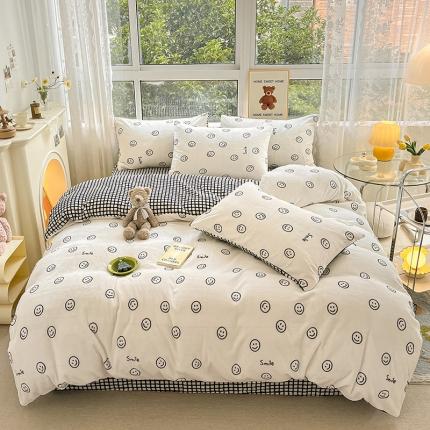 91家纺网 家纺一手货源 找家纺 （总）桃子家居 2022新款ins小清新加厚牛奶绒系列四件套