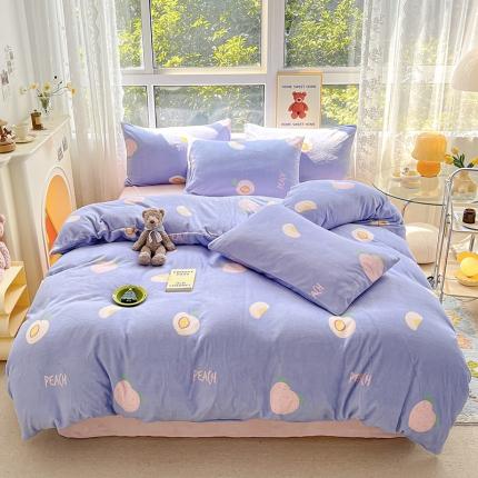 91家纺网 家纺一手货源 找家纺 （总）桃子家居 2022新款ins小清新加厚牛奶绒系列四件套