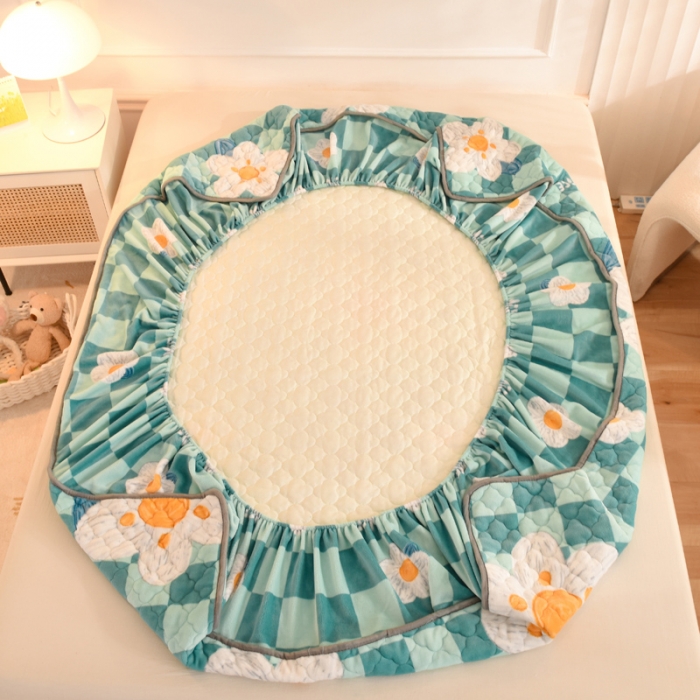 91家纺网 家纺一手货源 找家纺 美达新款牛奶绒印花床笠款四件套（床笠高度30cm） 淡雅花香