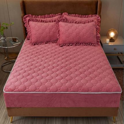 （总）宜凡2022新款牛奶绒纯色夹棉床笠