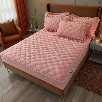 宜凡2022新款牛奶绒纯色夹棉床笠 焦糖色