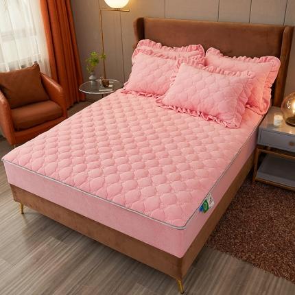 宜凡2022新款牛奶绒纯色夹棉床笠 柔玉