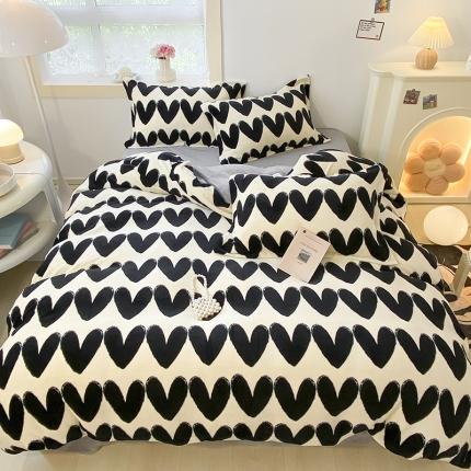 沐慕  2022新款牛奶绒四件套 爱心满满