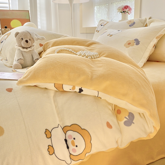 91家纺网 家纺一手货源 找家纺 沐慕  2022新款牛奶绒四件套 萌萌鸭