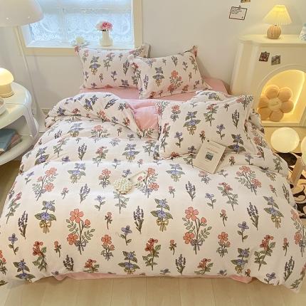 沐慕  2022新款牛奶绒四件套 捧花