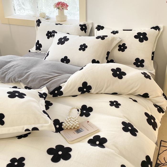 91家纺网 家纺一手货源 找家纺 沐慕  2022新款牛奶绒四件套 香系花花