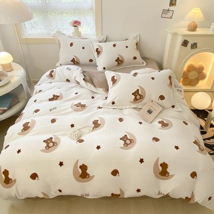 沐慕  2022新款牛奶绒四件套 月亮船