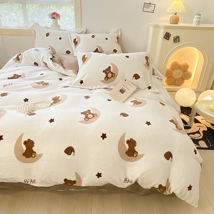 91家纺网 家纺一手货源 找家纺 沐慕  2022新款牛奶绒四件套 月亮船