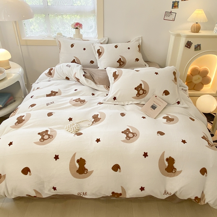 91家纺网 家纺一手货源 找家纺 沐慕  2022新款牛奶绒四件套 月亮船