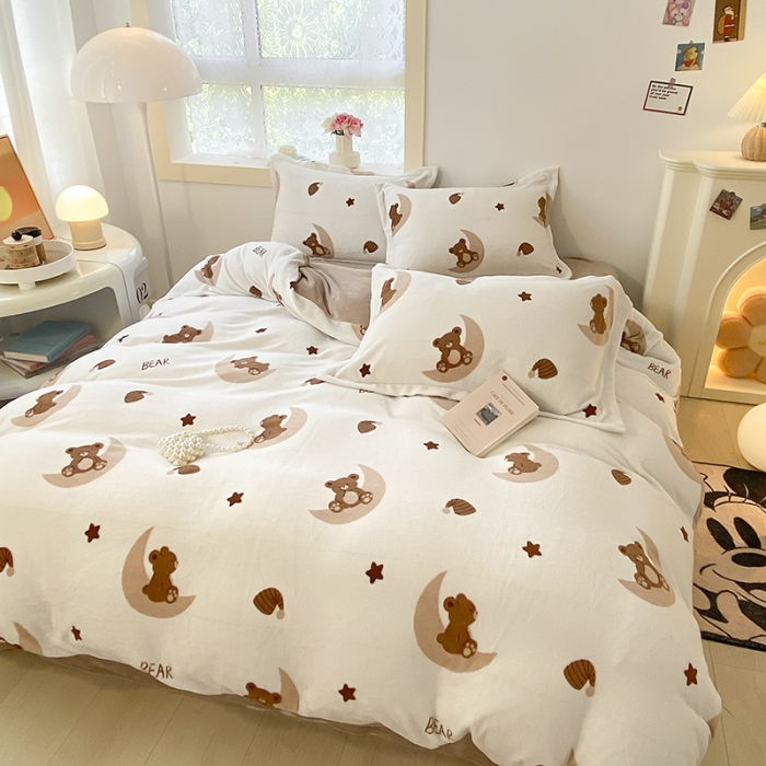 91家纺网 家纺一手货源 找家纺 沐慕  2022新款牛奶绒四件套 月亮船