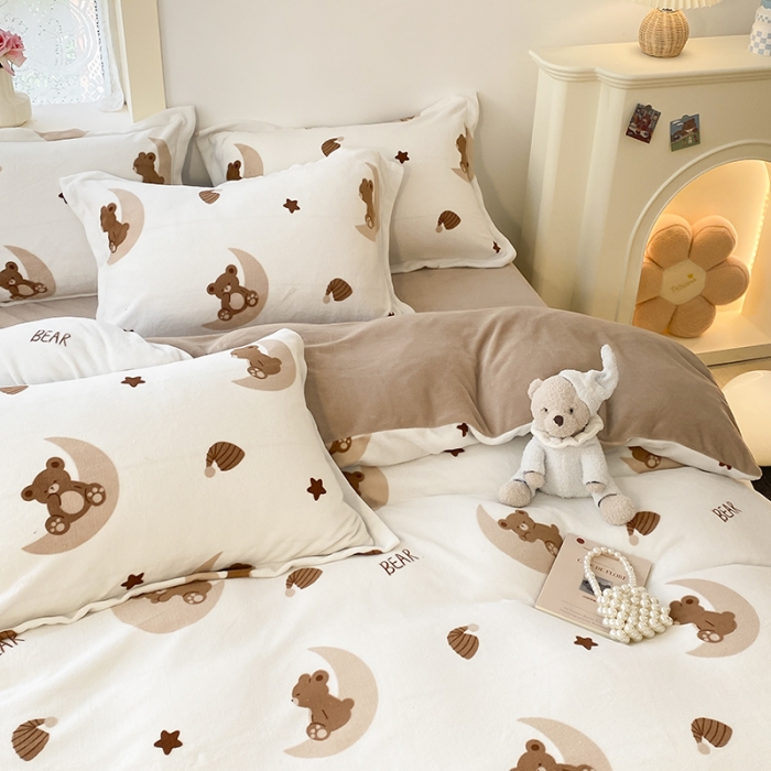 91家纺网 家纺一手货源 找家纺 沐慕  2022新款牛奶绒四件套 月亮船