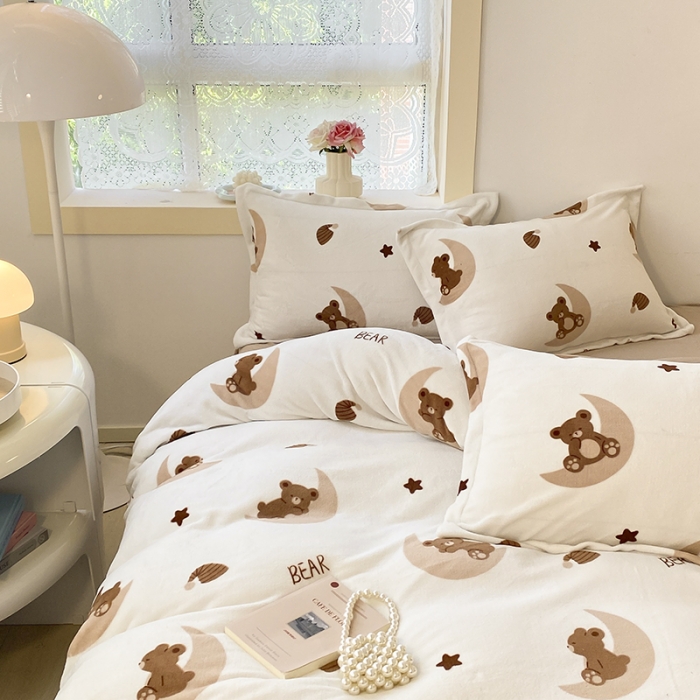 91家纺网 家纺一手货源 找家纺 沐慕  2022新款牛奶绒四件套 月亮船