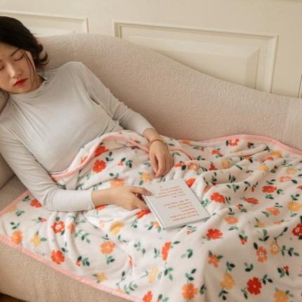 91家纺网 家纺一手货源 找家纺 舒梦琪爆款加厚小清新牛奶绒空调毯披肩毯卡通午睡毛毯 春意盎然