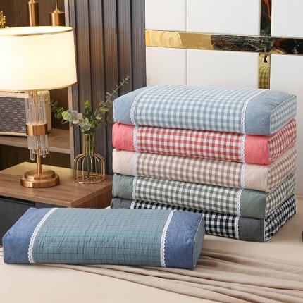 （总）织布人 2022新款纯棉水洗棉宫廷风荞麦枕硬方枕头枕芯