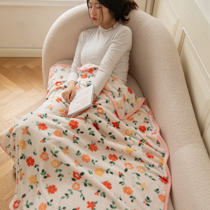 91家纺网 家纺一手货源 找家纺 舒梦琪爆款加厚小清新牛奶绒空调毯披肩毯卡通午睡毛毯 春意盎然