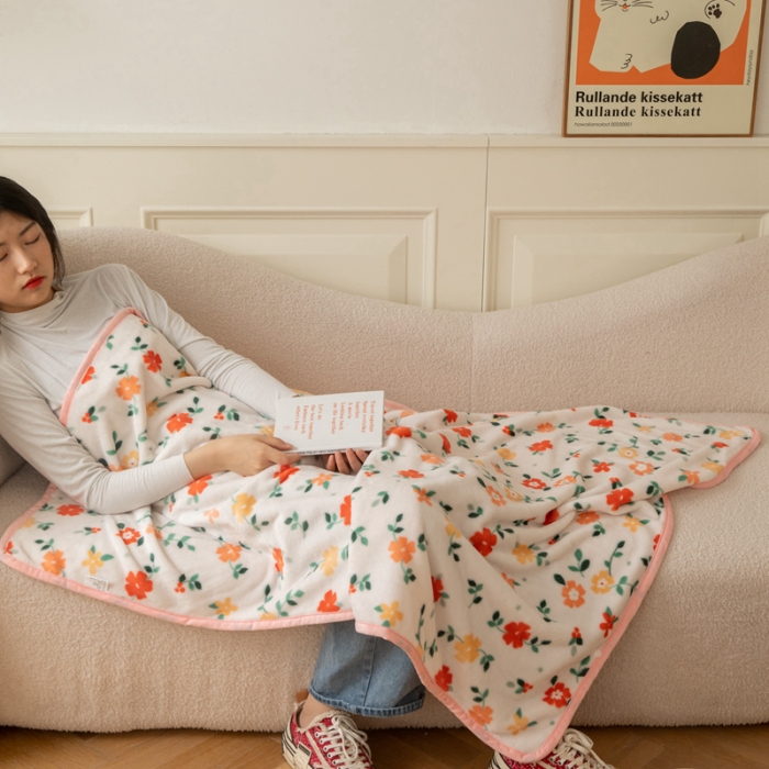 91家纺网 家纺一手货源 找家纺 舒梦琪爆款加厚小清新牛奶绒空调毯披肩毯卡通午睡毛毯 春意盎然