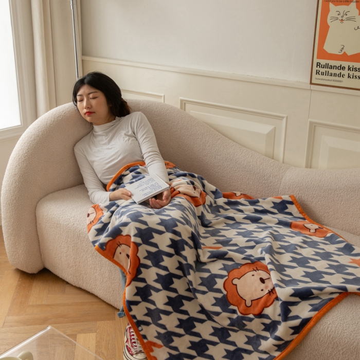 91家纺网 家纺一手货源 找家纺 舒梦琪爆款加厚小清新牛奶绒空调毯披肩毯卡通午睡毛毯 格伦格