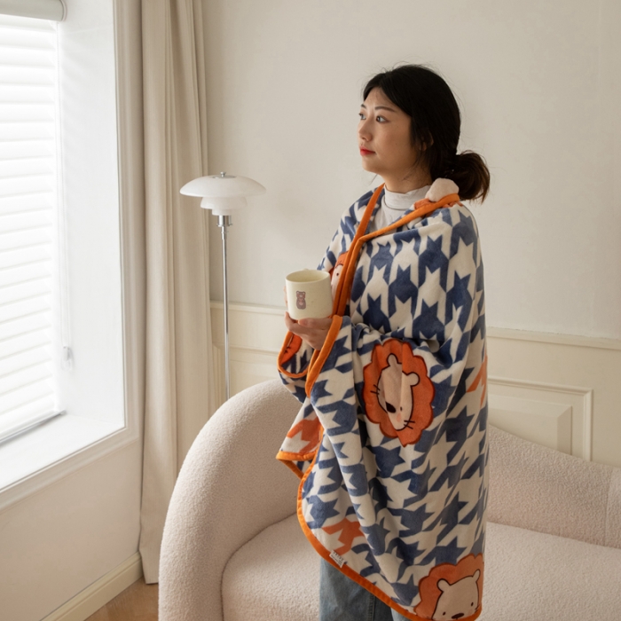 91家纺网 家纺一手货源 找家纺 舒梦琪爆款加厚小清新牛奶绒空调毯披肩毯卡通午睡毛毯 格伦格