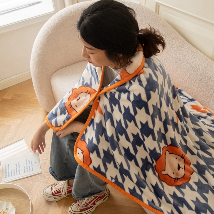 91家纺网 家纺一手货源 找家纺 舒梦琪爆款加厚小清新牛奶绒空调毯披肩毯卡通午睡毛毯 格伦格