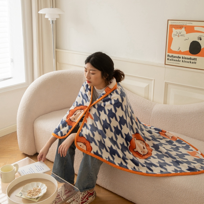 91家纺网 家纺一手货源 找家纺 舒梦琪爆款加厚小清新牛奶绒空调毯披肩毯卡通午睡毛毯 格伦格