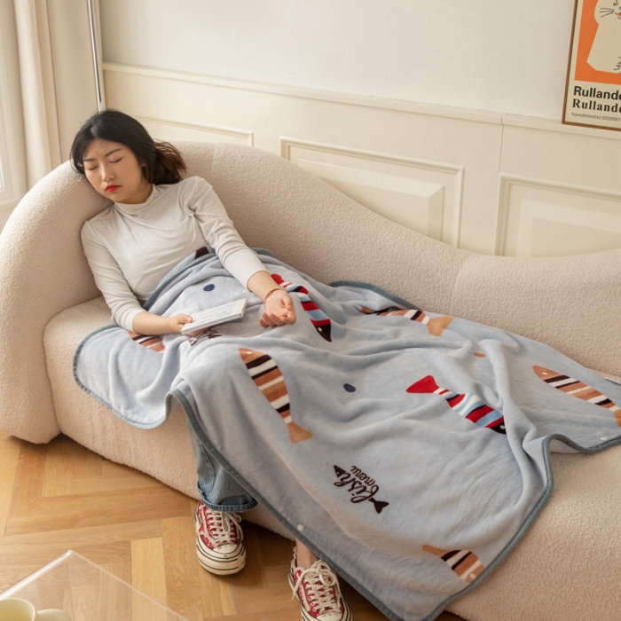 91家纺网 家纺一手货源 找家纺 舒梦琪爆款加厚小清新牛奶绒空调毯披肩毯卡通午睡毛毯 好多鱼