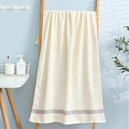 91家纺网 家纺一手货源 找家纺 朴尔 2022新款全棉32股波浪纹系列毛巾浴巾 米白色浴巾