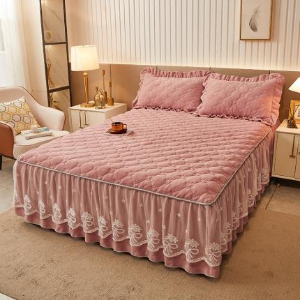 91家纺网 家纺一手货源 找家纺 宜凡2022新款纯色夹棉床裙 焦糖色