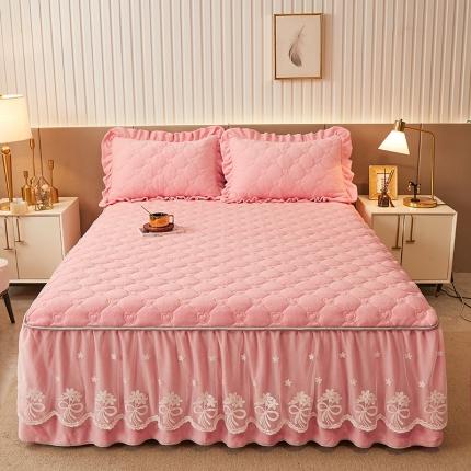 91家纺网 家纺一手货源 找家纺 宜凡2022新款纯色夹棉床裙 柔玉