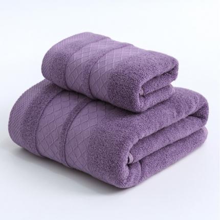 朴尔2022新款全棉32股毛巾浴巾--小棱形系列 35*75毛巾-深紫色