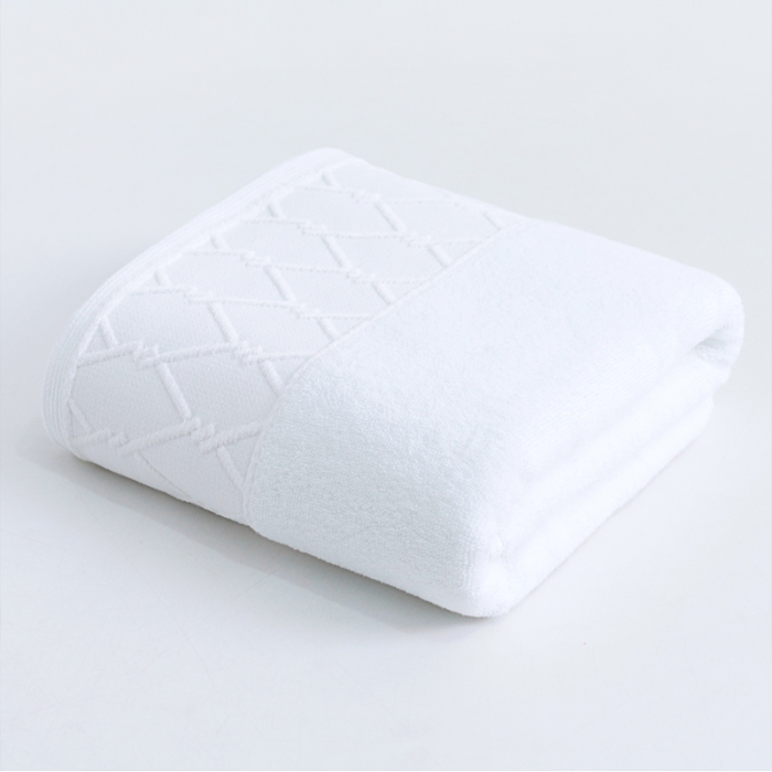 91家纺网 家纺一手货源 找家纺 朴尔2022新款全棉32股毛巾浴巾--大立体棱形系列 35*75毛巾-纯白色