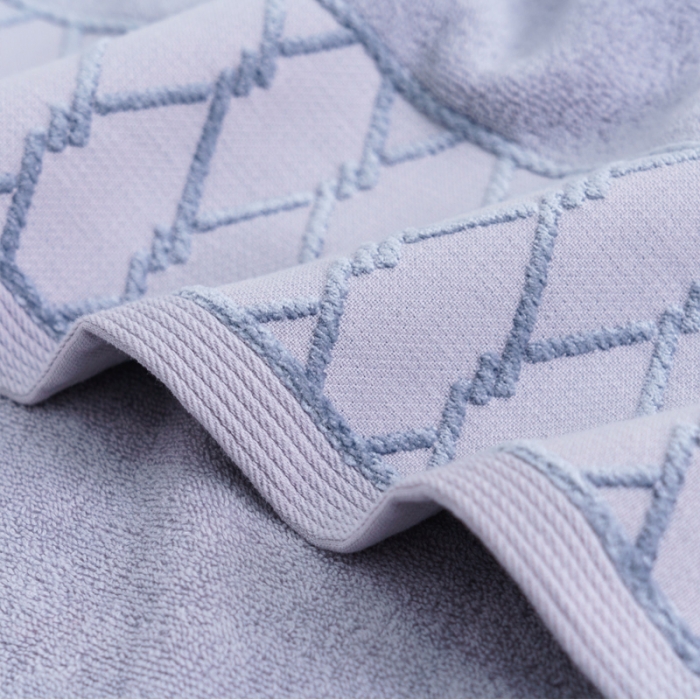 91家纺网 家纺一手货源 找家纺 朴尔2022新款全棉32股毛巾浴巾--大立体棱形系列 35*75毛巾-浅灰色
