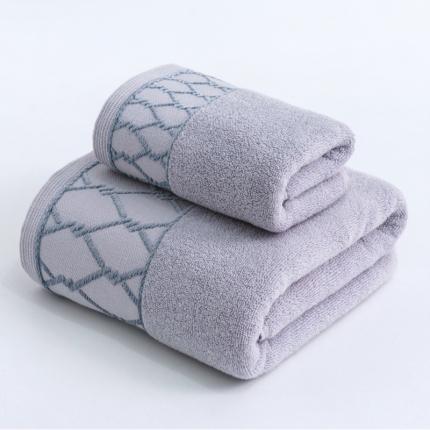 朴尔2022新款全棉32股毛巾浴巾--大立体棱形系列 毛巾+浴巾-浅灰色