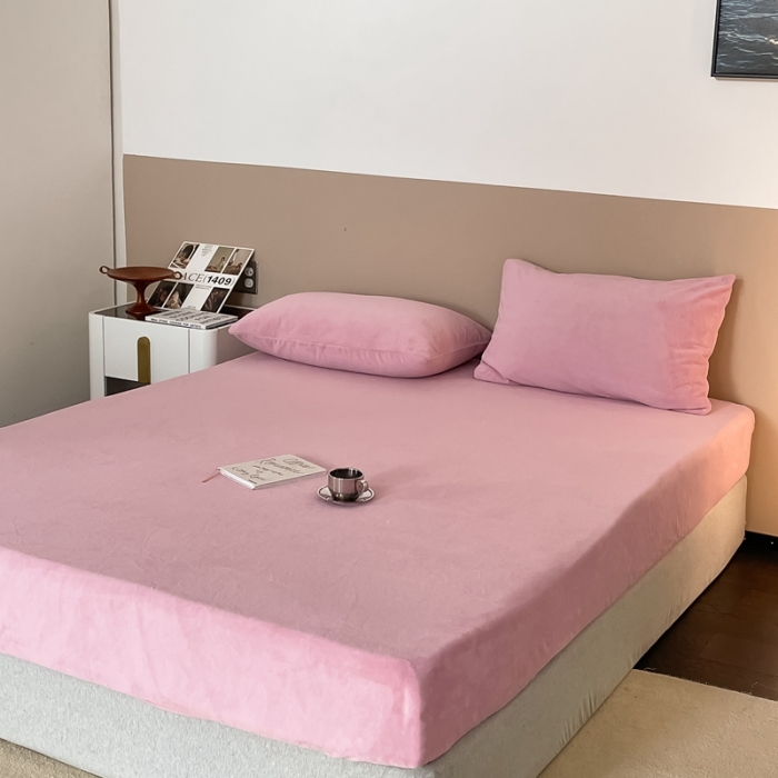 91家纺网 家纺一手货源 找家纺 法芙娜 A类牛奶棉单层床笠 粉