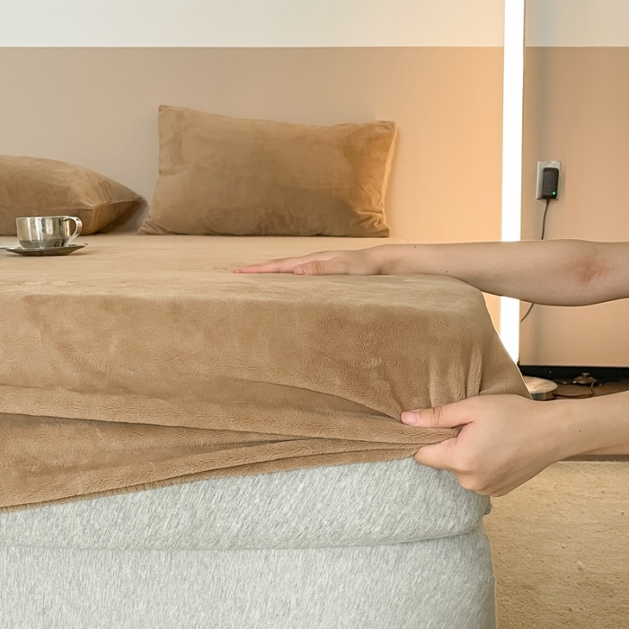 91家纺网 家纺一手货源 找家纺 法芙娜 A类牛奶棉单层床笠 咖