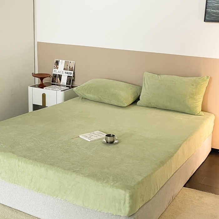 91家纺网 家纺一手货源 找家纺 法芙娜 A类牛奶棉单层床笠 绿