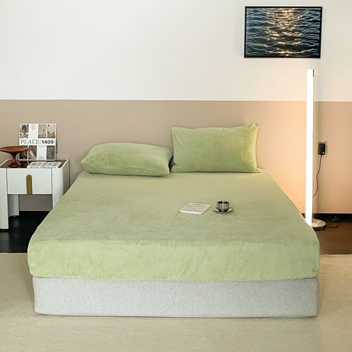 91家纺网 家纺一手货源 找家纺 法芙娜 A类牛奶棉单层床笠 绿