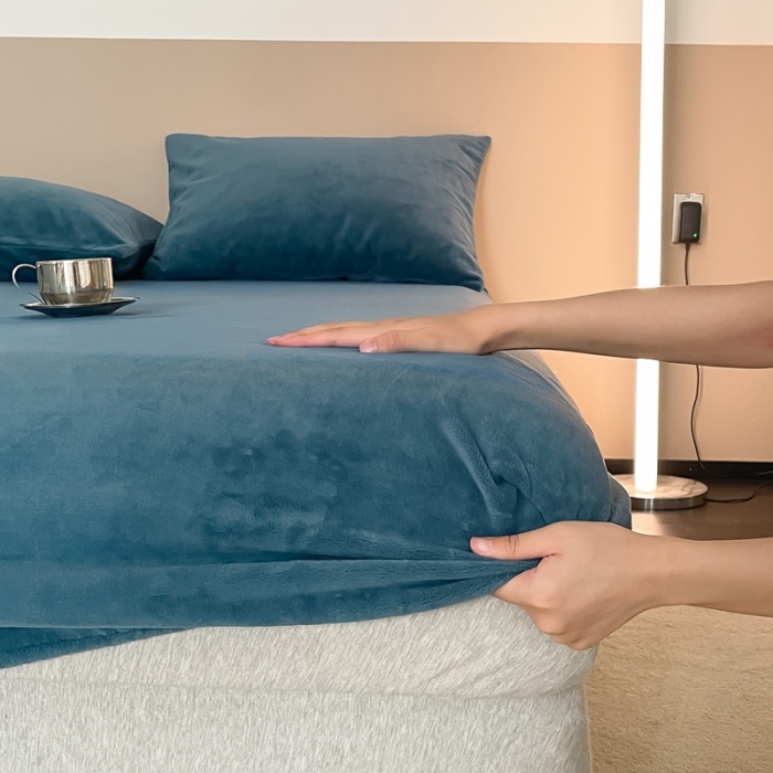 91家纺网 家纺一手货源 找家纺 法芙娜 A类牛奶棉单层床笠 深蓝