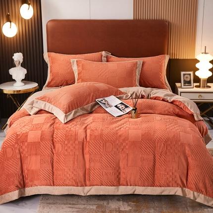 91家纺网 家纺一手货源 找家纺 （总）席之家 2023款加厚保暖纯色雕花牛奶绒四件套直播爆款