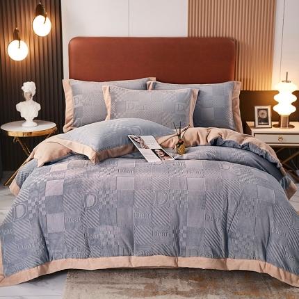 91家纺网 家纺一手货源 找家纺 （总）席之家 2023款加厚保暖纯色雕花牛奶绒四件套直播爆款