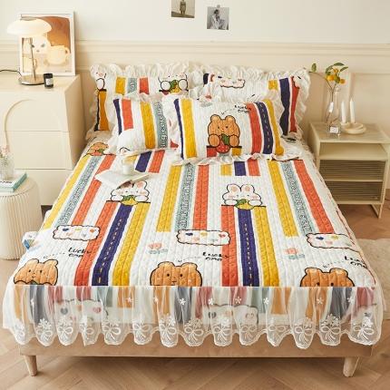 宜凡2022新款牛奶绒A类印花床笠三件套 草莓乐园