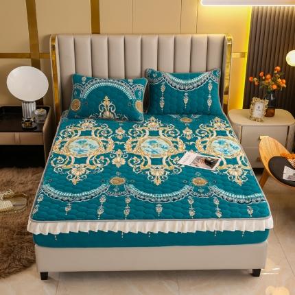 91家纺网 家纺一手货源 找家纺 （总）情煊家纺 2022新款牛奶绒印花单品夹棉床笠花边款