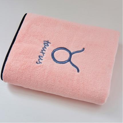 朴尔 2022新款十二星座毛巾浴巾系列 70*140浴巾-金牛座-粉色