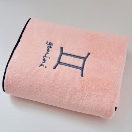 朴尔 2022新款十二星座毛巾浴巾系列 70*140浴巾-双子座-粉色